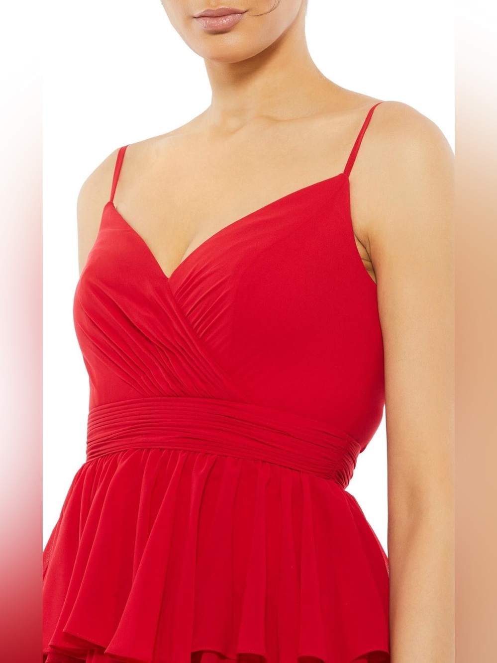NEW Mac Duggal Nordstrom Red ruffle gown maxi dress size 2 - Picture 3 of 14